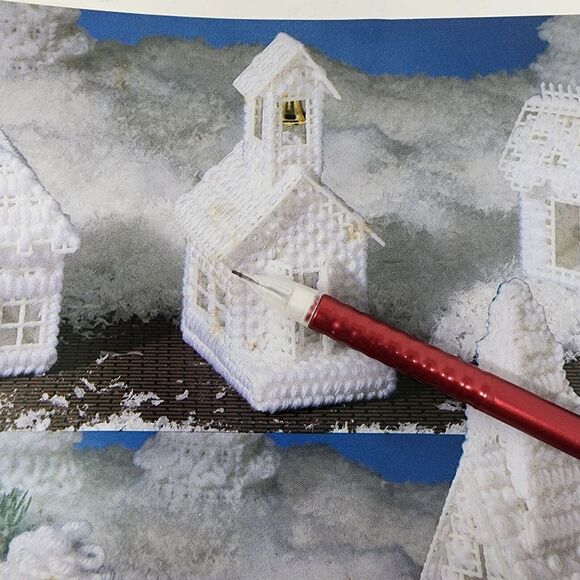 Plastic Canvas Snow Village American School of Needlework Incomplete 3088 - Picture 8 of 13